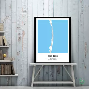 OuterBanks Carolina del Sud posizione mappa stampa poster regalo decorazione arte da parete - Foto 1 di 6