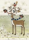 Bug Art Christmas card embossed sewn/fabric effect ~ Rudolphs adornment ~ SINGLE