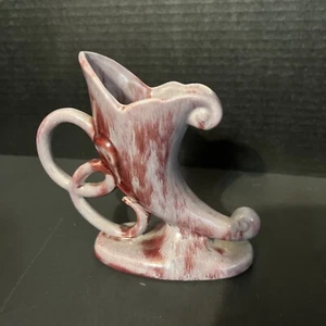 Vtg. Gonder Pottery USA Ceramic Purple/burgundy Cornucopia #380 c1970s - Picture 1 of 9