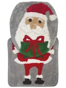 At home Santa Claus Contour Bath Rug & Toilet Lid Cover, Christmas Set - Picture 1 of 2