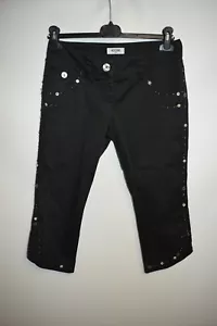 Pantalón capri recto MOSCHINO JEANS para mujer negro algodón talla 42 IT US 8 - Imagen 1 de 12