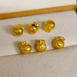 1PCS Pure 24K Yellow Gold Pendant 3D Lucky 福 Bag Transfer Bead DIY Jewelry - Picture 1 of 9