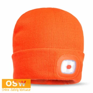 BN Orange Beanie Warm Inbuilt LED Head Light (USB Rechargeable) - 150 lumens - Picture 1 of 2