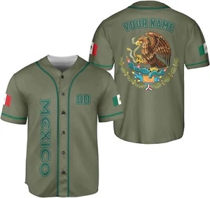 Personalized Name Mexico Baseball Jersey Mexico, Mexican Jersey for Men and Wome - Picture 1 of 5