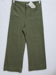 EE: Some Straight Wide Leg Trouser Pants Size S High Rise Patch Pocket Olive NWT - Picture 1 of 10