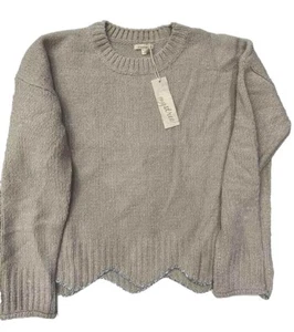 Mystree Gr. Medium beige silber schimmernder gewellter Pullover Sweater Boutique neu - Bild 1 von 7