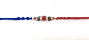 Blue/Red Crystal Effect and Diamante Beads–Rakhi Thread/Bracelet/Bhaiya Series - Picture 1 of 1