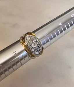 18k Yellow Gold Plated Mans Ring With Beautiful White Cubic Zirconia- Sz 9 - Picture 1 of 9
