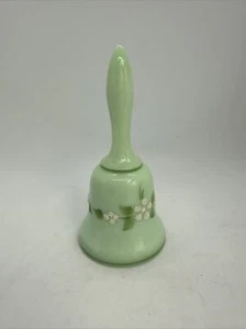 Vintage Bell Westmoreland Green Milk Glass w Floral Design Signed Sanders 1979 - Picture 1 of 9