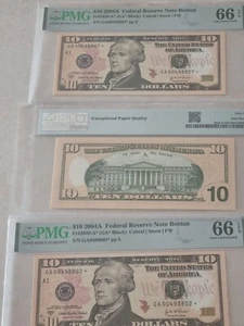 FR. 2041-A* 2004-A $10 *STAR* FEDERAL RESERVE NOTE BOSTON, PMG GEM UNC-66EPQ - Picture 1 of 3