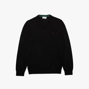 Lacoste Pullover Lana Merino Scollo A V Nero - Taglia 8 Abbigliamento Uomo - Imagen 1 de 2