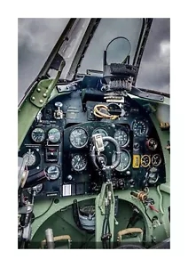 Spitfire Cockpit A4 photograph picture poster with choice of frame - Picture 1 of 4