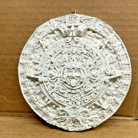 AZTEC CALENDAR SUN STONE MEXICO PLAQUE ART DIAM 6 3/4" Cover