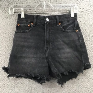 American Eagle Hot Pant Shorts Womens 00 (Actual 22X3) Black High Rise Zip Fly - Picture 1 of 16