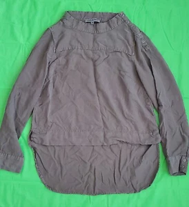 Woman's Aiden Lane FADED ARMY GREEN LYOCELL High Low Shirt MEDIUM - Picture 1 of 11