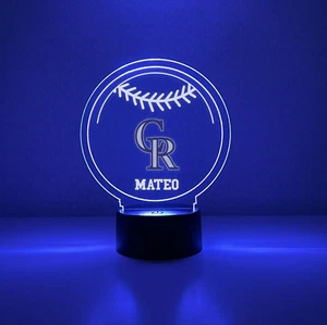 Colorado Rockies Night Light Up Lamp Sports Fan Baseball LED Personalized FREE! - Picture 1 of 9