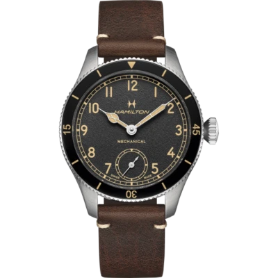 Reloj para hombre Hamilton Khaki Aviation Pilot Pioneer ST acero esfera negra H76719530 Foto 1 de 4