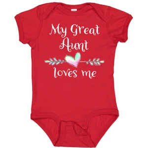 Inktastic My Great Aunt Loves Me- Heart Baby Bodysuit Family Auntie Grand Niece - Picture 1 of 13