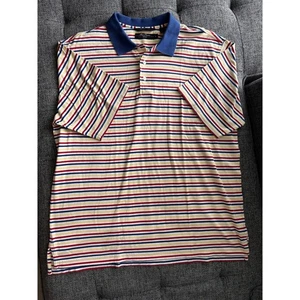 Polo de golf Alan River para hombre grande a rayas años 60 algodón egipcio - Imagen 1 de 4