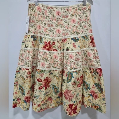 Vintage Jones Wear Jeans Y2K Cottage Multicolor Floral Tiered Midi Skirt Size 12 - Image 1 of 4