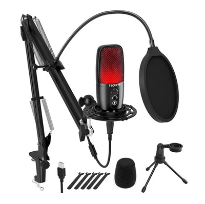 Condenser USB Microphone, PC Microphone Kit with Adjustable Boom Arm, Gaming ... - Image 1 of 4