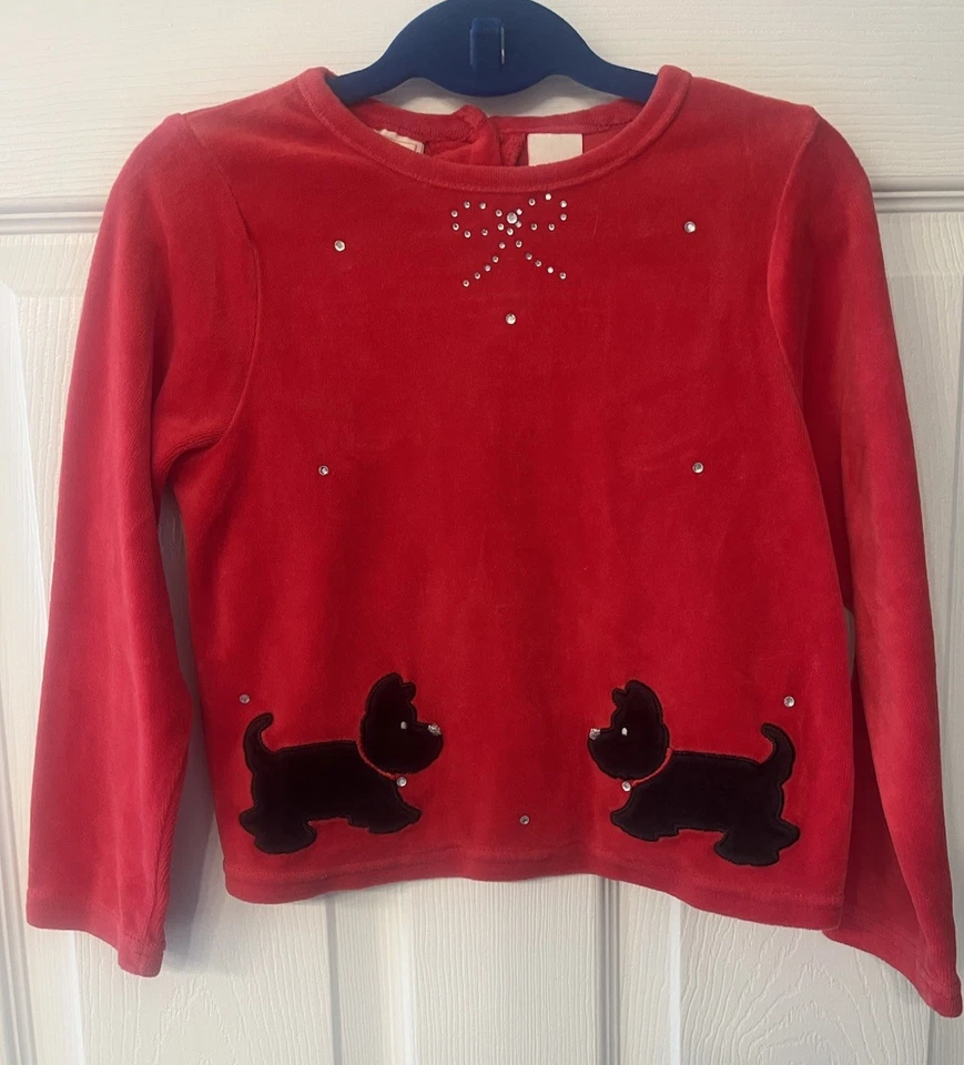 Vintage Mary Jane by Buster Brown Girls Red Velvet Top w/ Scottie Dogs Sz 6 EUC! - Image 1 of 4