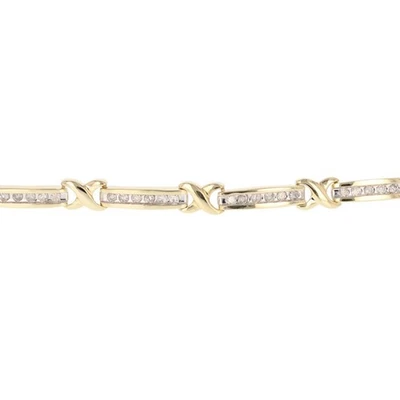 Brazalete de tenis de oro amarillo de 14 k con conjunto de canales de diamantes de 1,00 quilates de 6,75" 10,21 gramos Foto 1 de 4