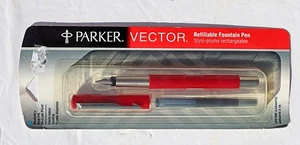 Vintage PARKER VECTOR Füllfederhalter - waschbare blaue Tinte - mittlere Spitze - NOS - Bild 1 von 5