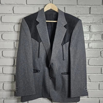 Circle S Para Hombres Blazer Abrigo Deportivo Traje Chaqueta Negro Gris 42S Western  Foto 1 de 4