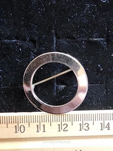 Vintage Sterling Silver Circle Brooch Pin Marked/Tested+ Picture Frame  - Picture 1 of 2