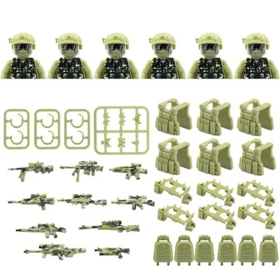 Custom Military Minifigures w/Accessories x6 Includes REAL LEGO Parts US SHIP - Image 1 of 4