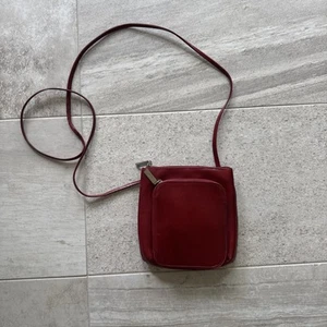 Vintage HOBO International Small Red Leather Organizer Crossbody Bag - Picture 1 of 6