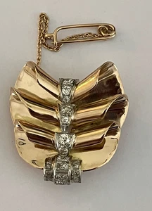 4148– Pin Clip Oro Amarillo Platino Diamantes - Imagen 1 de 7