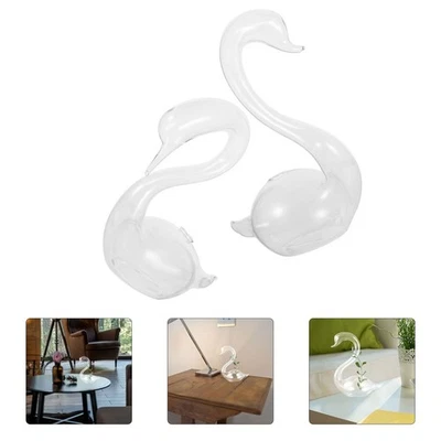  2 Pcs Flower Holder Vase Swan Table Ornaments Creative Hydroponic - image 1 of 4