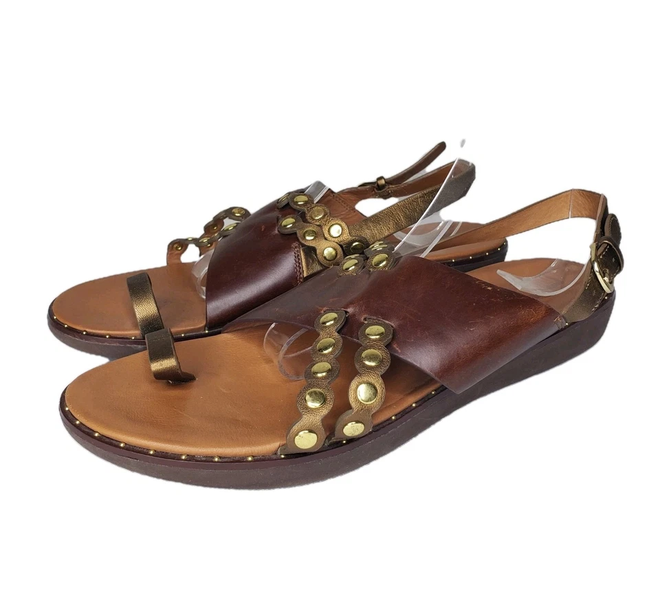 Sandalias de vieira FITFLOP de cuero marrón para mujer con tira trasera en lazo talla 10 EE. UU.  Foto 1 de 4