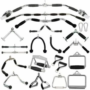 Gym Attachments Row Cable Tricep Rope Bar Twin Revolving Handle Pull Down Seated - Picture 1 of 25