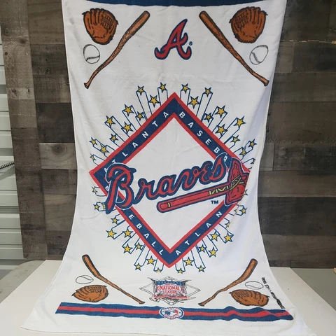 Atlanta Braves VTG 1992 MLB Baseball Names & Logo Beach Bath Towel 28”x54” ATL Cover