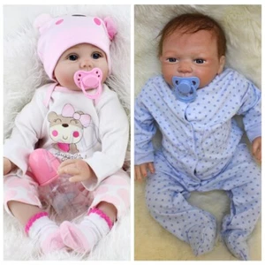 22" Real LifeLike Reborn Baby Dolls Boy/Girl/Twins Vinyl Silicone Newborn Babies - Picture 1 of 19