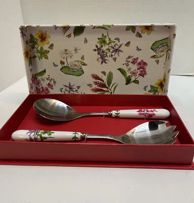 Servidores de ensaladas de jardín botánico exótico Portmeirion 10 pulgadas nuevos Foto 1 de 4