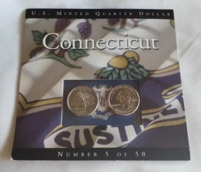 Collectible US Minted State Quarters Connecticut 2 In Display Information Card - Image 1 of 4
