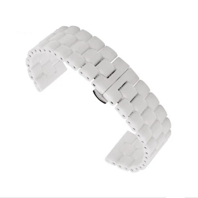 20mm 22mm White Black Ceramic Watch Band Watch Bracelet Deployment Clasp Strap - Image 1 of 4