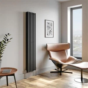 Radiador de diseño de doble panel tubo ovalado vertical 1800x360 mm gris 12 tubos - Imagen 1 de 9