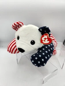1999 TY Beanie Babies Pillow Pal Sparkler Red White Blue USA Flag Patriotic Bear - Picture 1 of 10