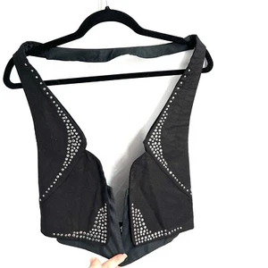 NEU Millau y2k 2000er vorne offen Nieten Glitzer schwarz Weste Herrenmode inspiriert M - Bild 1 von 10