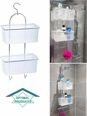 Unidad organizadora de baño colgante grande de 2 niveles estante de ducha carrito de almacenamiento con gancho - Imagen 1 de 4