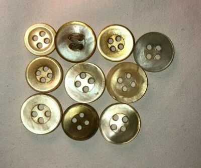 Antique small similar shell buttons four hole MOP shirt blouse craft - Image 1 of 3