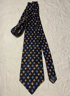 Галстук John Henry 100% шелк черный классический геометрический сделано в США импортный шелк - Изображение 1 из 4