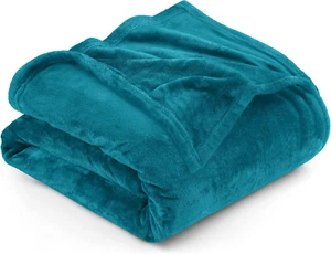 Fleece Blanket Queen Size Turquoise 300GSM Luxury Anti-Static Fuzzy Soft Microfi - Picture 1 of 11