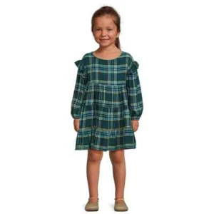 The Pioneer Woman Rufle Shoulder Tiered Plaid Dress Girls 6 MultiColor 100%Rayon - Picture 1 of 5