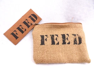 NUEVO Monedero Feed Project Arpillera Cambio de Monedas Cremallera 4.5"x 3.25" - Imagen 1 de 6